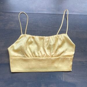 Wilfred Aritzia Butter Yellow Spaghetti Strap Women's Crop Top Size Medium